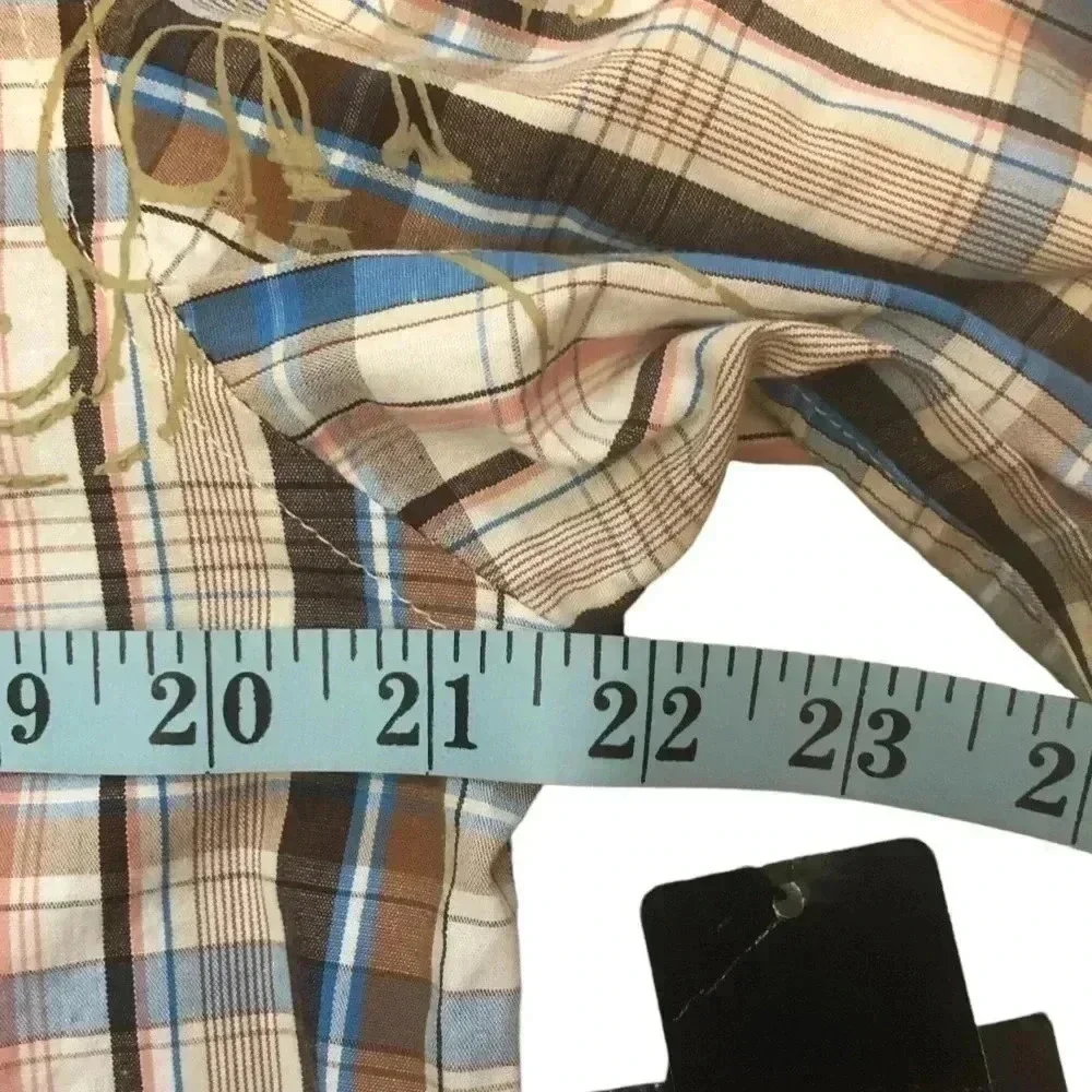 NWT Monarchy Brown Blue Plaid Men’s Long Sleeve Pearl Snap Front Shirt (M)